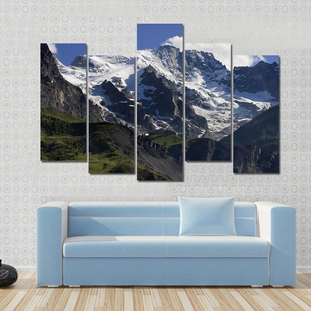 Snow Cover On The Mountain Landscape France Canvas Wall Art-5 Pop-Gallery Wrap-47" x 32"-Tiaracle