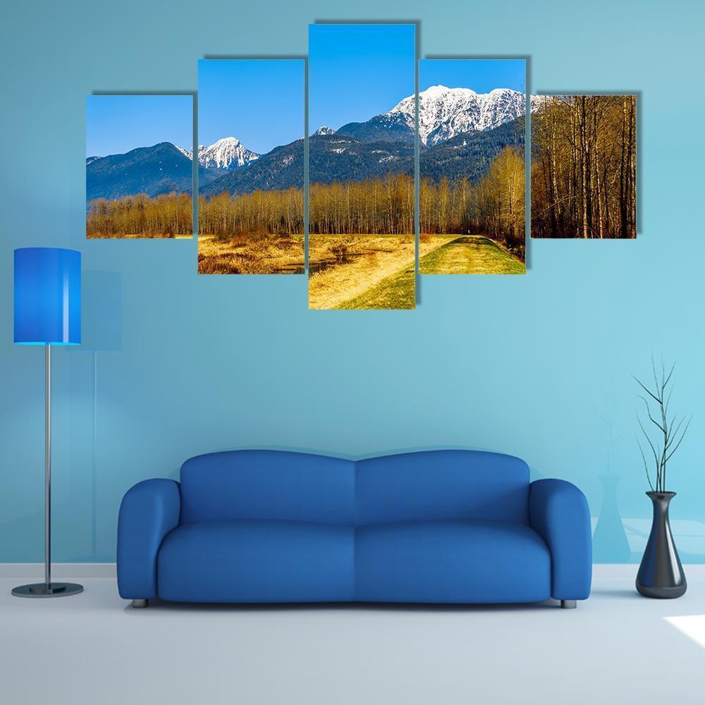Snow Covered Golden Ears Mountain Canvas Wall Art-5 Star-Gallery Wrap-62" x 32"-Tiaracle