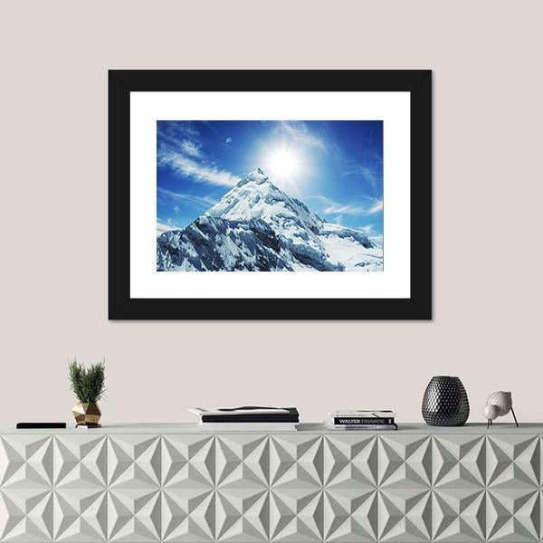 Snow Covered High Mountain In Cordilleras Canvas Wall Art-1 Piece-Framed Print-20" x 16"-Tiaracle