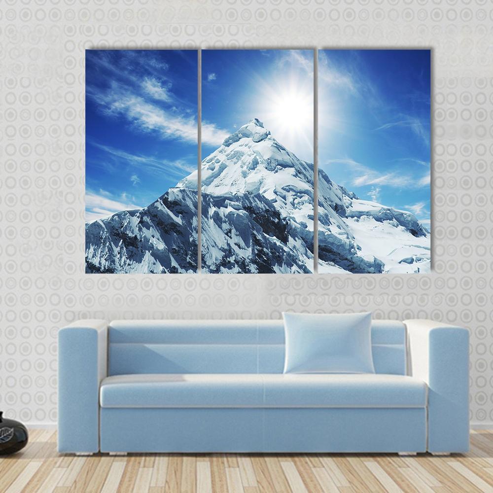 Snow Covered High Mountain In Cordilleras Canvas Wall Art-3 Horizontal-Gallery Wrap-37" x 24"-Tiaracle