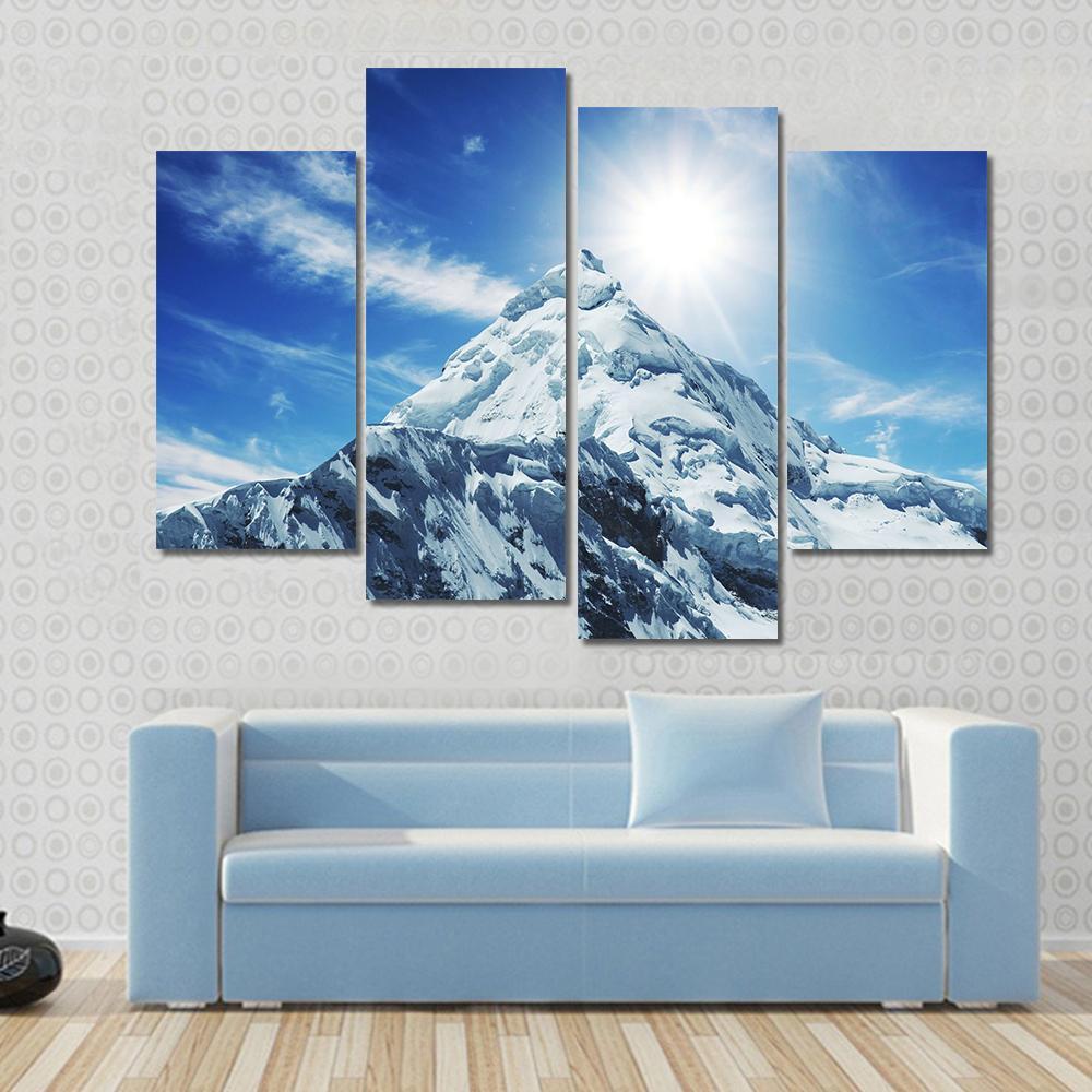 Snow Covered High Mountain In Cordilleras Canvas Wall Art-4 Pop-Gallery Wrap-50" x 32"-Tiaracle