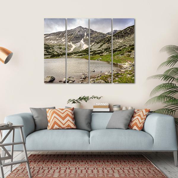 Snow Covered Landscape Of Rila Mountain And Lake Canvas Wall Art-4 Horizontal-Gallery Wrap-34" x 24"-Tiaracle