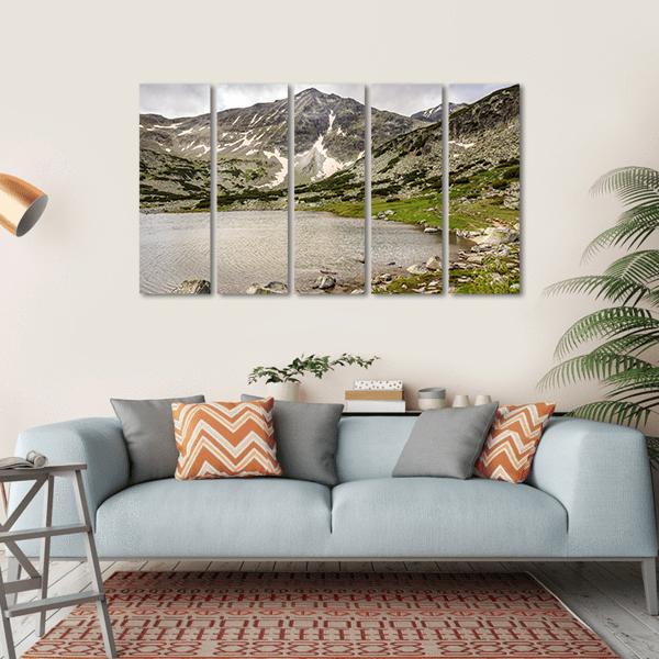 Snow Covered Landscape Of Rila Mountain And Lake Canvas Wall Art-5 Horizontal-Gallery Wrap-22" x 12"-Tiaracle