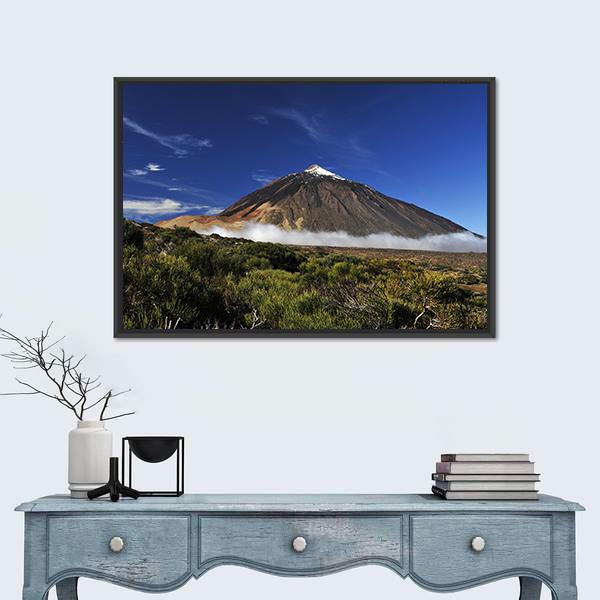 Snow-Covered Peak Of Teide Canvas Wall Art-1 Piece-Floating Frame-24" x 16"-Tiaracle