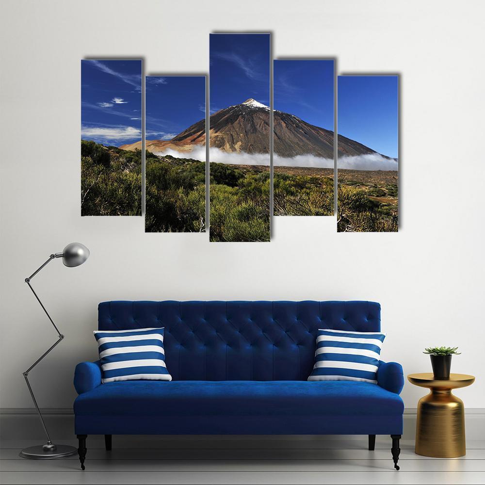 Snow-Covered Peak Of Teide Canvas Wall Art-5 Pop-Gallery Wrap-47" x 32"-Tiaracle