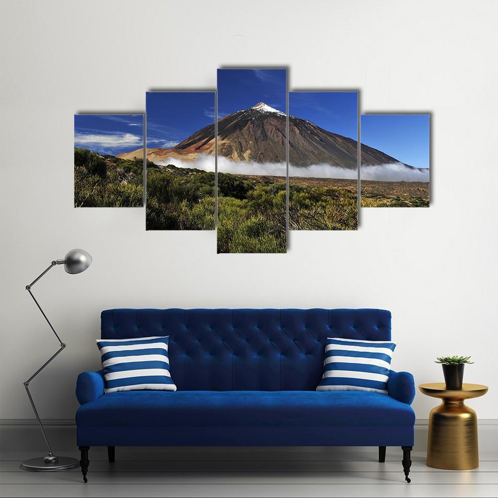 Snow-Covered Peak Of Teide Canvas Wall Art-5 Star-Gallery Wrap-62" x 32"-Tiaracle