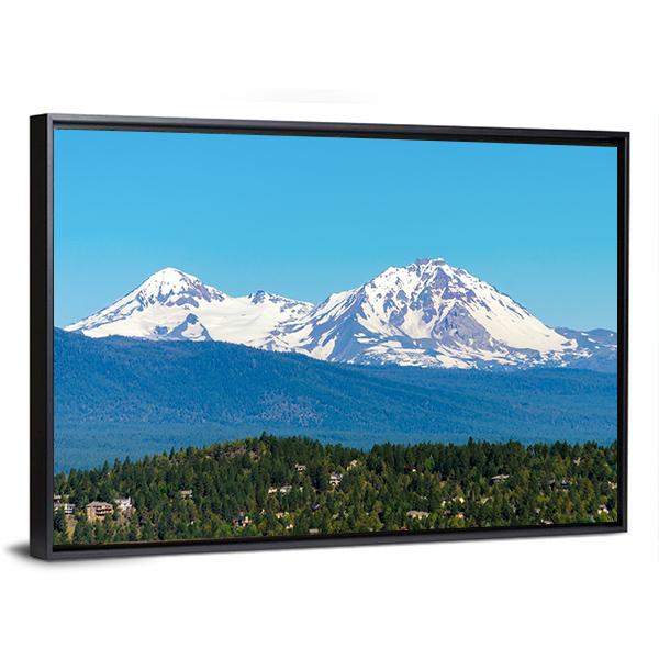 Snow Covered Three Sisters Mountains Canvas Wall Art-3 Horizontal-Gallery Wrap-25" x 16"-Tiaracle