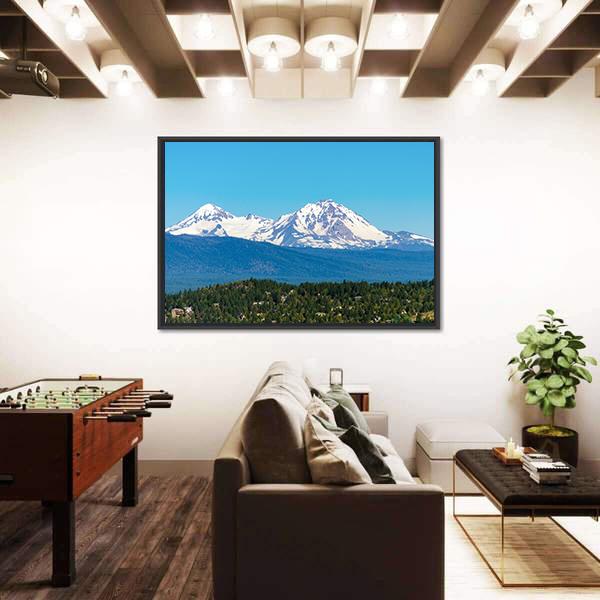 Snow Covered Three Sisters Mountains Canvas Wall Art-3 Horizontal-Gallery Wrap-25" x 16"-Tiaracle