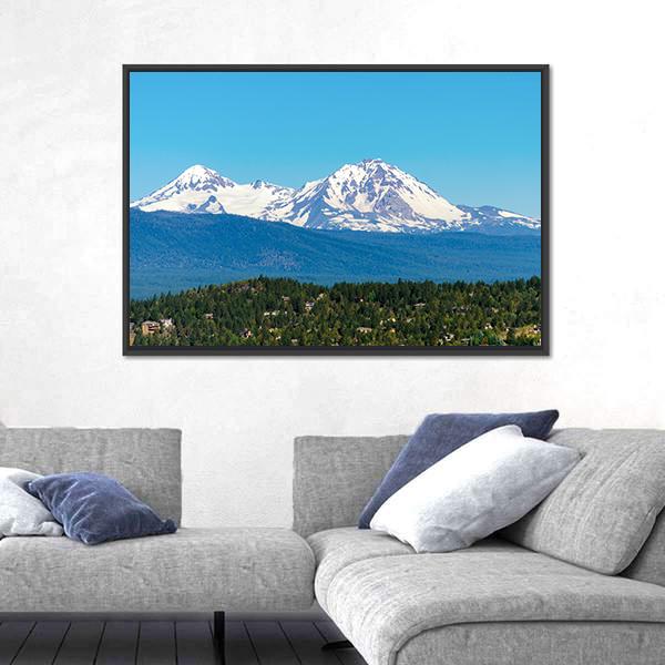 Snow Covered Three Sisters Mountains Canvas Wall Art-3 Horizontal-Gallery Wrap-25" x 16"-Tiaracle