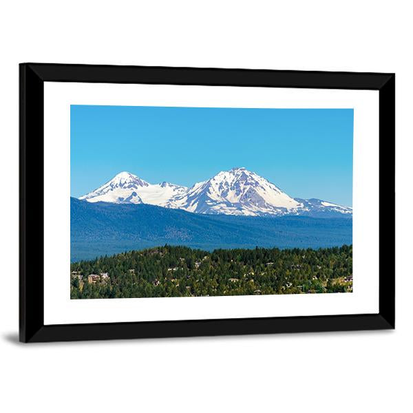 Snow Covered Three Sisters Mountains Canvas Wall Art-3 Horizontal-Gallery Wrap-25" x 16"-Tiaracle