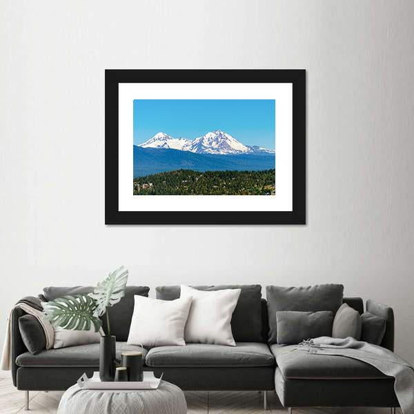 Snow Covered Three Sisters Mountains Canvas Wall Art-3 Horizontal-Gallery Wrap-25" x 16"-Tiaracle