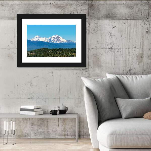 Snow Covered Three Sisters Mountains Canvas Wall Art-3 Horizontal-Gallery Wrap-25" x 16"-Tiaracle