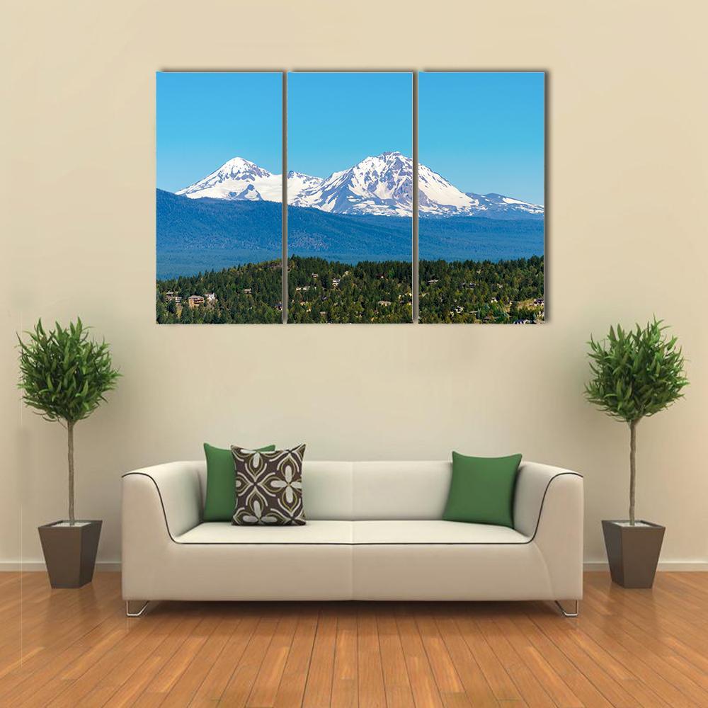 Snow Covered Three Sisters Mountains Canvas Wall Art-3 Horizontal-Gallery Wrap-37" x 24"-Tiaracle