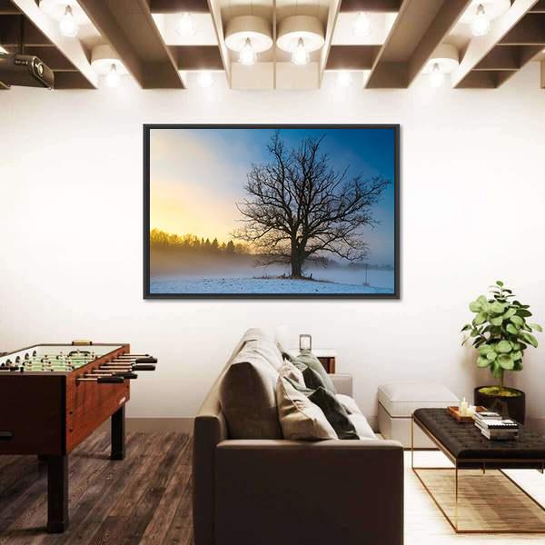 Snow Covered Tree Canvas Wall Art-3 Horizontal-Gallery Wrap-25" x 16"-Tiaracle