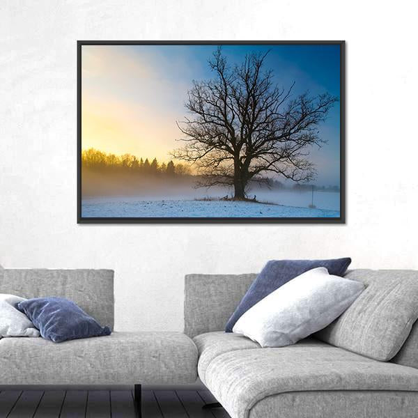 Snow Covered Tree Canvas Wall Art-3 Horizontal-Gallery Wrap-25" x 16"-Tiaracle