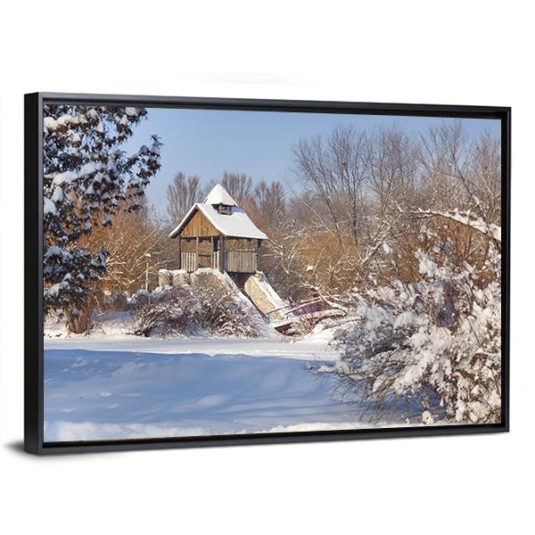 Snow-Covered Trees In The City Park Canvas Wall Art-3 Horizontal-Gallery Wrap-25" x 16"-Tiaracle