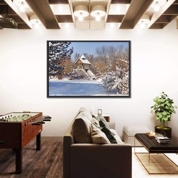 Snow-Covered Trees In The City Park Canvas Wall Art-3 Horizontal-Gallery Wrap-25" x 16"-Tiaracle