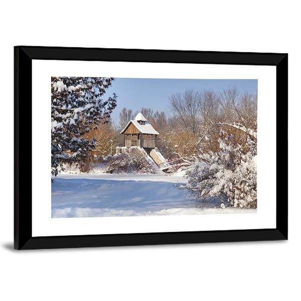 Snow-Covered Trees In The City Park Canvas Wall Art-3 Horizontal-Gallery Wrap-25" x 16"-Tiaracle