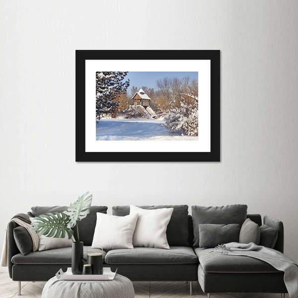 Snow-Covered Trees In The City Park Canvas Wall Art-3 Horizontal-Gallery Wrap-25" x 16"-Tiaracle