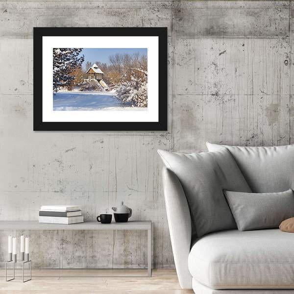 Snow-Covered Trees In The City Park Canvas Wall Art-3 Horizontal-Gallery Wrap-25" x 16"-Tiaracle