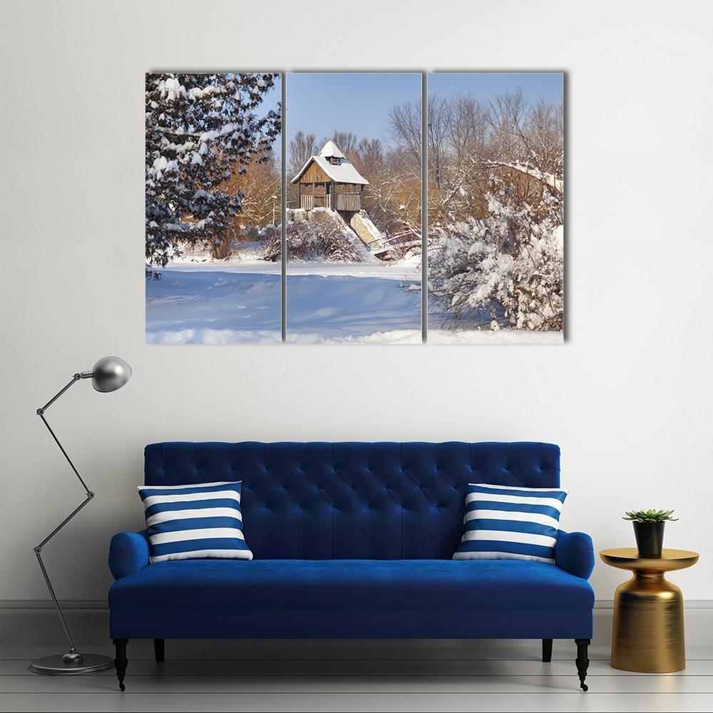 Snow-Covered Trees In The City Park Canvas Wall Art-3 Horizontal-Gallery Wrap-37" x 24"-Tiaracle
