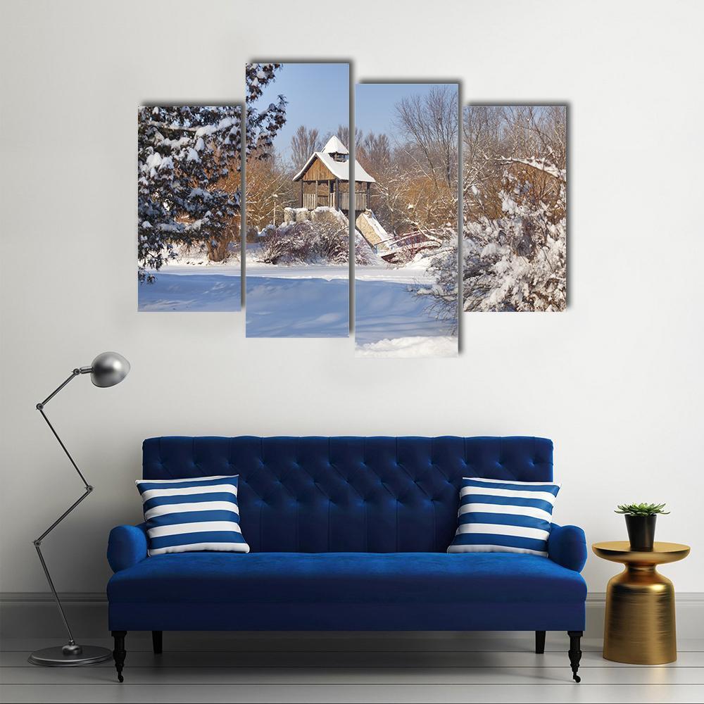 Snow-Covered Trees In The City Park Canvas Wall Art-4 Pop-Gallery Wrap-50" x 32"-Tiaracle