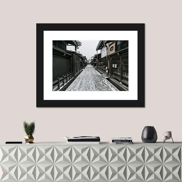Snow Fall Winter In Old Town Takayama Gifu Prefecture Japan Canvas Wall Art-1 Piece-Framed Print-20" x 16"-Tiaracle