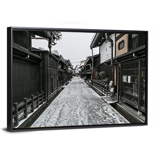 Snow Fall Winter In Old Town Takayama Gifu Prefecture Japan Canvas Wall Art-3 Horizontal-Gallery Wrap-25" x 16"-Tiaracle