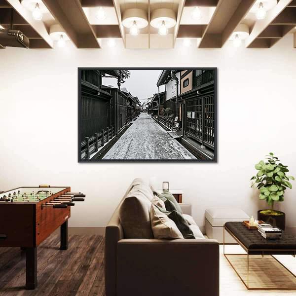 Snow Fall Winter In Old Town Takayama Gifu Prefecture Japan Canvas Wall Art-3 Horizontal-Gallery Wrap-25" x 16"-Tiaracle
