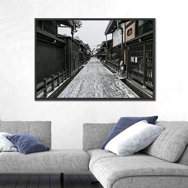 Snow Fall Winter In Old Town Takayama Gifu Prefecture Japan Canvas Wall Art-3 Horizontal-Gallery Wrap-25" x 16"-Tiaracle