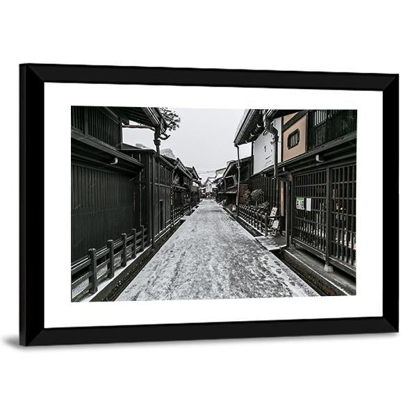 Snow Fall Winter In Old Town Takayama Gifu Prefecture Japan Canvas Wall Art-3 Horizontal-Gallery Wrap-25" x 16"-Tiaracle