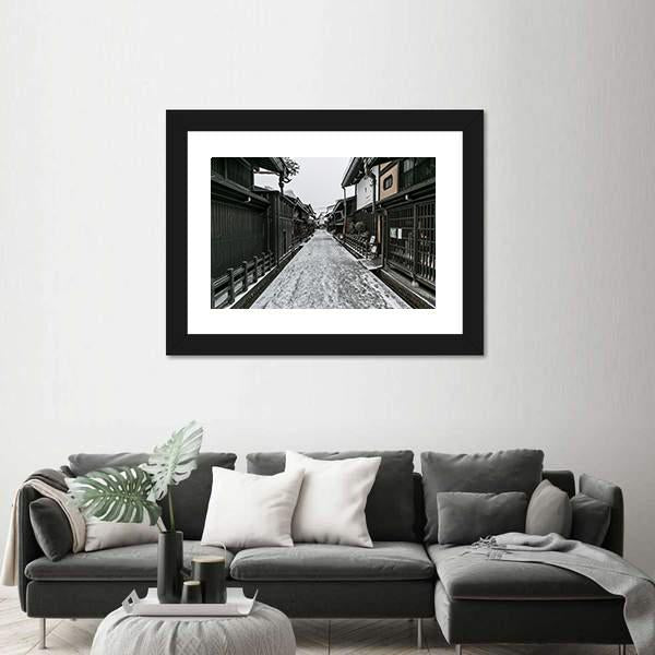Snow Fall Winter In Old Town Takayama Gifu Prefecture Japan Canvas Wall Art-3 Horizontal-Gallery Wrap-25" x 16"-Tiaracle