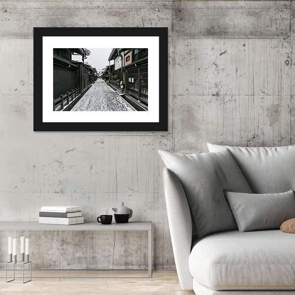 Snow Fall Winter In Old Town Takayama Gifu Prefecture Japan Canvas Wall Art-3 Horizontal-Gallery Wrap-25" x 16"-Tiaracle