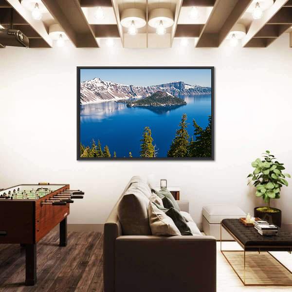 Snow In Summer On Crater Lake Canvas Wall Art-3 Horizontal-Gallery Wrap-25" x 16"-Tiaracle