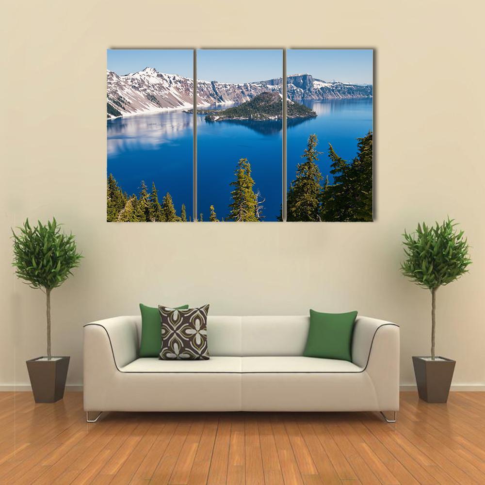 Snow In Summer On Crater Lake Canvas Wall Art-1 Piece-Gallery Wrap-48" x 32"-Tiaracle