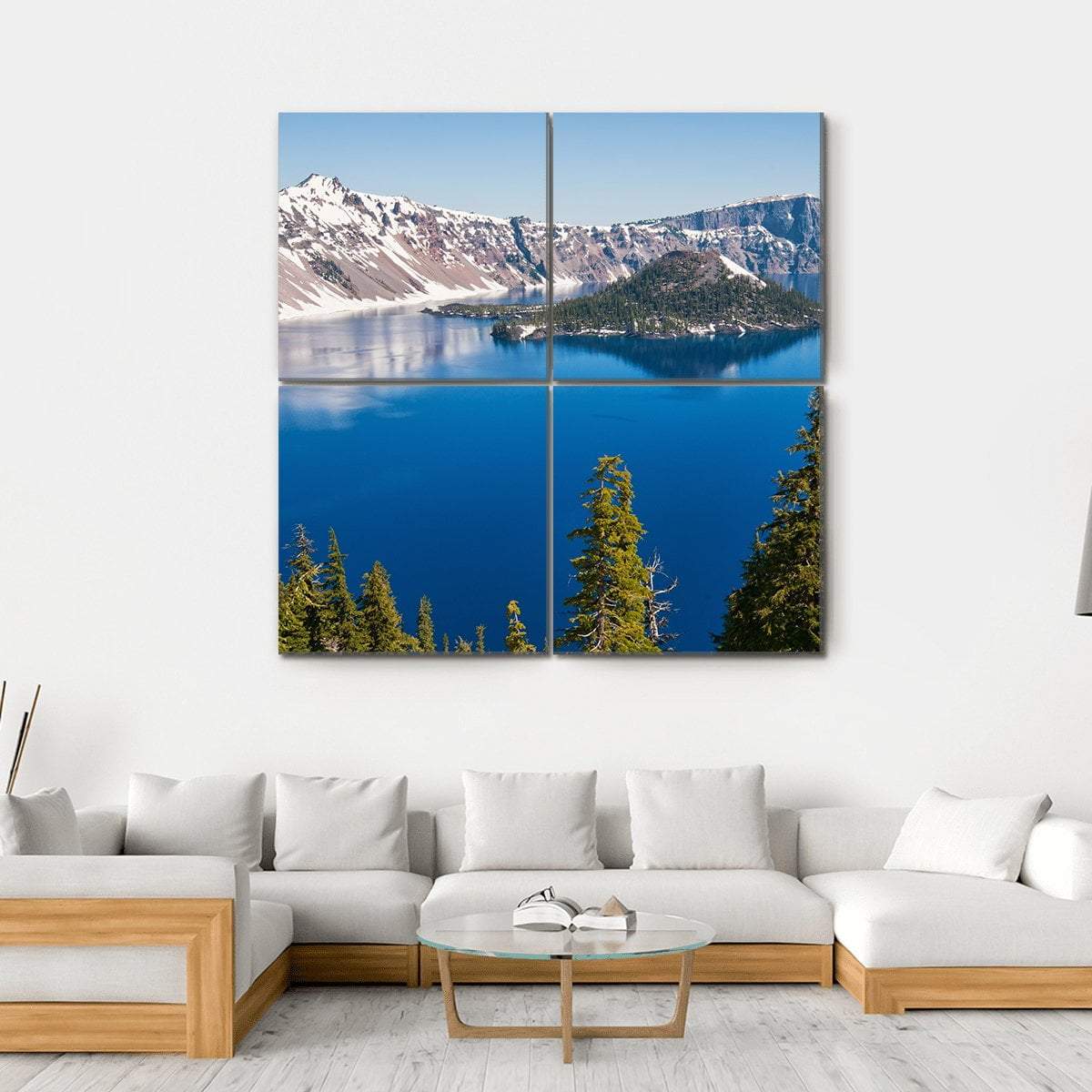 Snow In Summer On Crater Lake Canvas Wall Art-4 Square-Gallery Wrap-17" x 17"-Tiaracle
