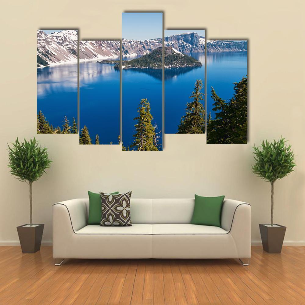 Snow In Summer On Crater Lake Canvas Wall Art-3 Horizontal-Gallery Wrap-25" x 16"-Tiaracle
