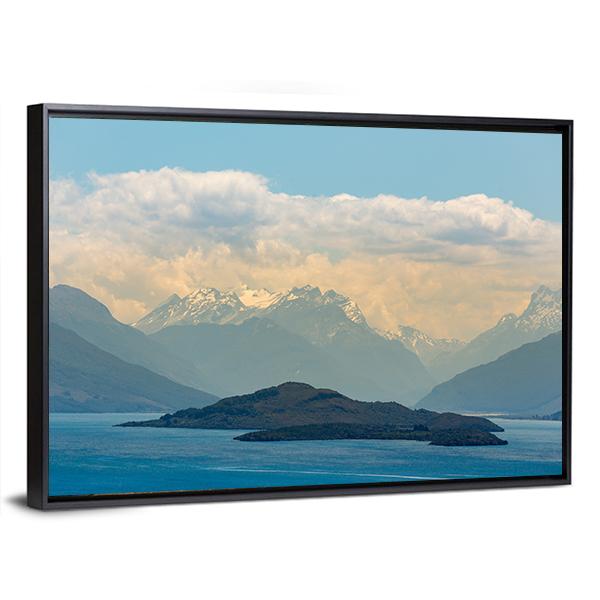Snow Mountain At Wakatipu Lake Canvas Wall Art-3 Horizontal-Gallery Wrap-25" x 16"-Tiaracle