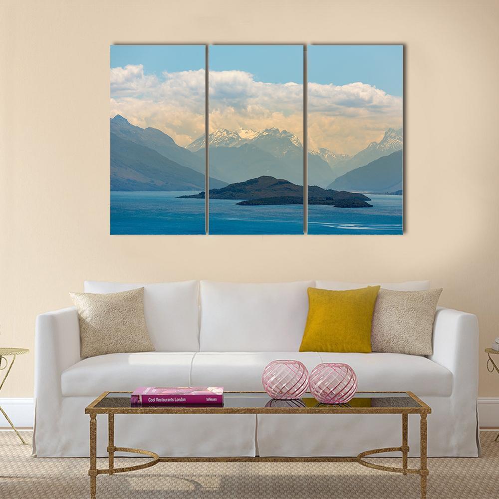 Snow Mountain At Wakatipu Lake Canvas Wall Art-3 Horizontal-Gallery Wrap-37" x 24"-Tiaracle