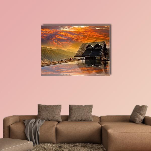 Snow Mountain Trail Head Huts In Taichung Taiwan Canvas Wall Art-4 Horizontal-Gallery Wrap-34" x 24"-Tiaracle