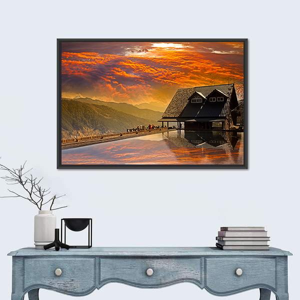 Snow Mountain Trail Head Huts In Taichung Taiwan Canvas Wall Art-1 Piece-Floating Frame-24" x 16"-Tiaracle