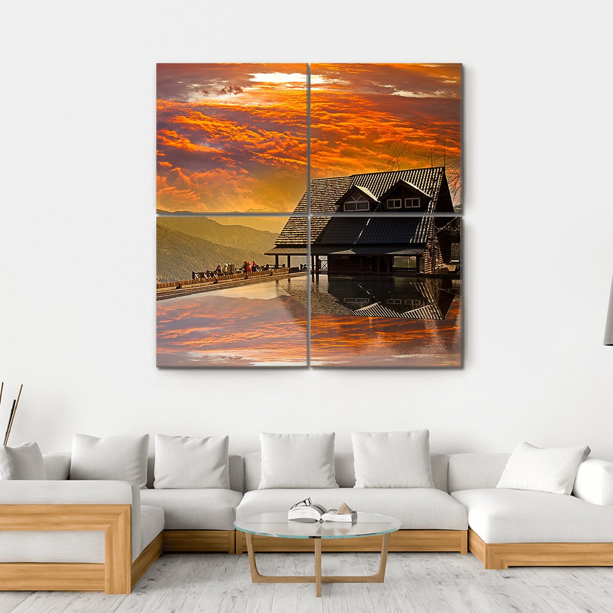 Snow Mountain Trail Head Huts In Taichung Taiwan Canvas Wall Art-4 Square-Gallery Wrap-17" x 17"-Tiaracle