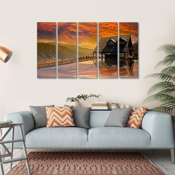 Snow Mountain Trail Head Huts In Taichung Taiwan Canvas Wall Art-5 Horizontal-Gallery Wrap-22" x 12"-Tiaracle