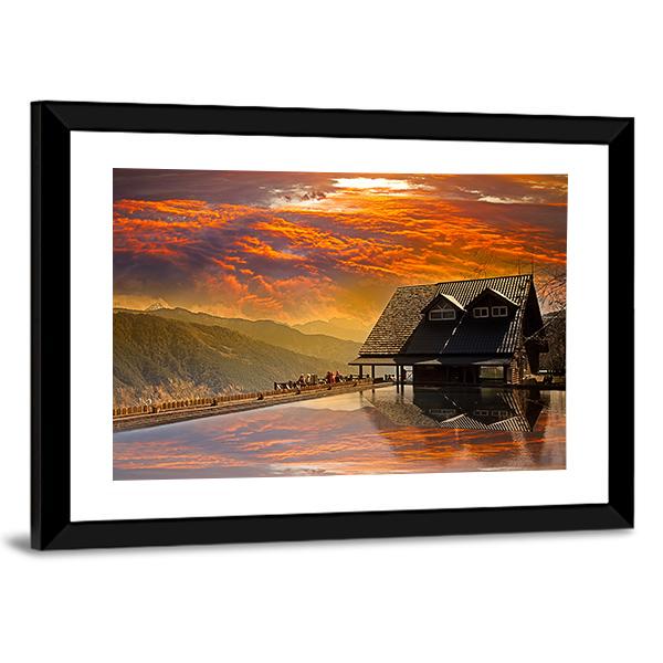 Snow Mountain Trail Head Huts In Taichung Taiwan Canvas Wall Art-3 Horizontal-Gallery Wrap-25" x 16"-Tiaracle