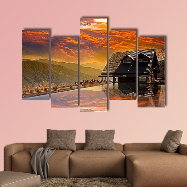 Snow Mountain Trail Head Huts In Taichung Taiwan Canvas Wall Art-5 Pop-Gallery Wrap-47" x 32"-Tiaracle