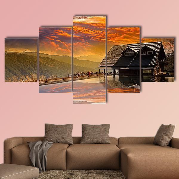 Snow Mountain Trail Head Huts In Taichung Taiwan Canvas Wall Art-5 Pop-Gallery Wrap-47" x 32"-Tiaracle