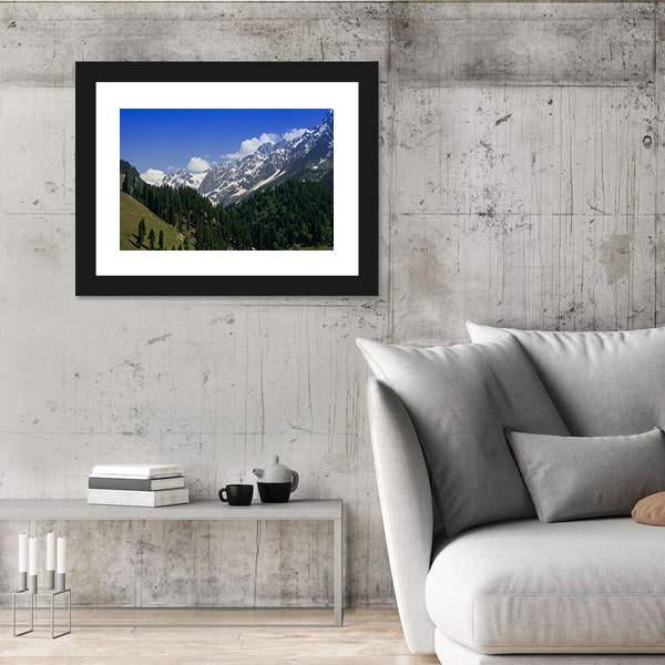 Snow Mountain With Pine Forest Canvas Wall Art-3 Horizontal-Gallery Wrap-25" x 16"-Tiaracle