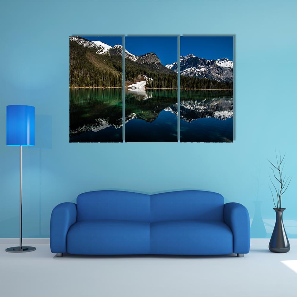 Snow On Emerald Lake Canvas Wall Art-3 Horizontal-Gallery Wrap-37" x 24"-Tiaracle