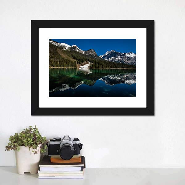 Snow On Emerald Lake Canvas Wall Art-3 Horizontal-Gallery Wrap-25" x 16"-Tiaracle