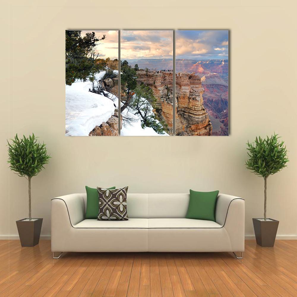 Snow On Grand Canyon Canvas Wall Art-3 Horizontal-Gallery Wrap-37" x 24"-Tiaracle